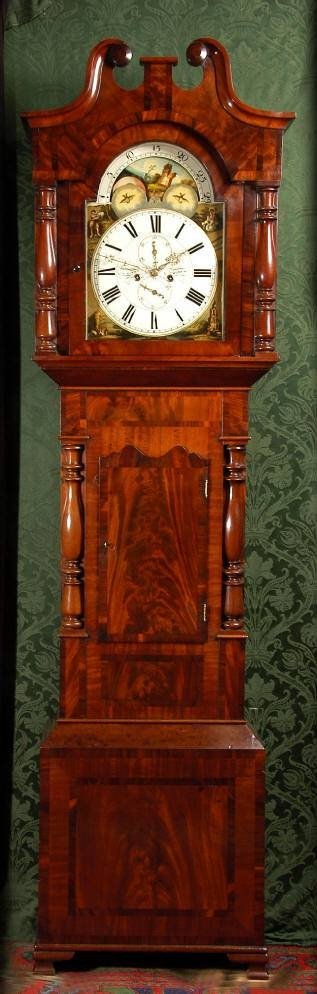 fig 1. ***** SOLD ***** English Antique Longcase / tall case Clock - Rolling Moon, Circa 1850